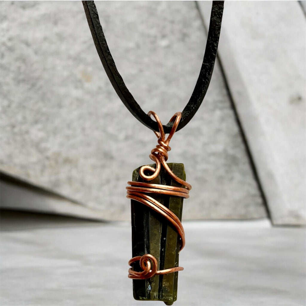 Black Tourmaline & Epidote in Black Tourmaline Pendants