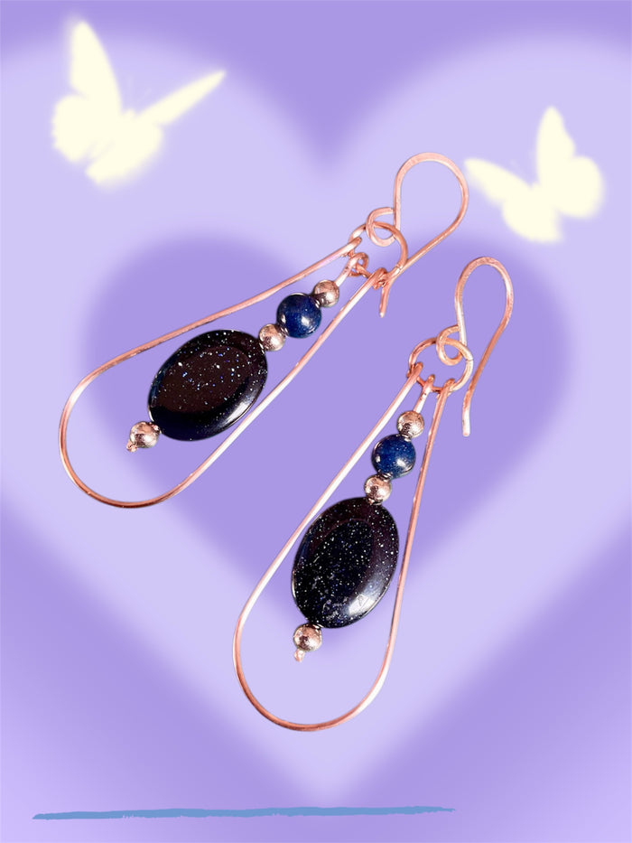 Blue Galaxy Stone Dangle Earrings