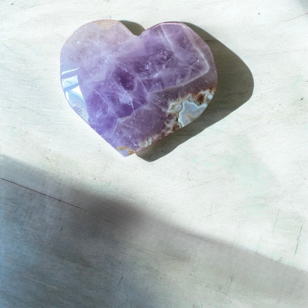 Auralite Amethyst Crystal Hearts