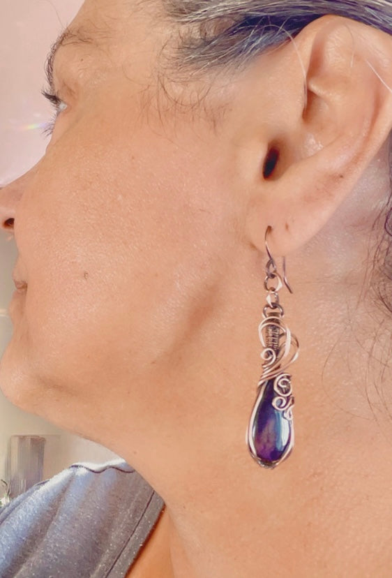 Purpurite Wire Wrapped Earrings