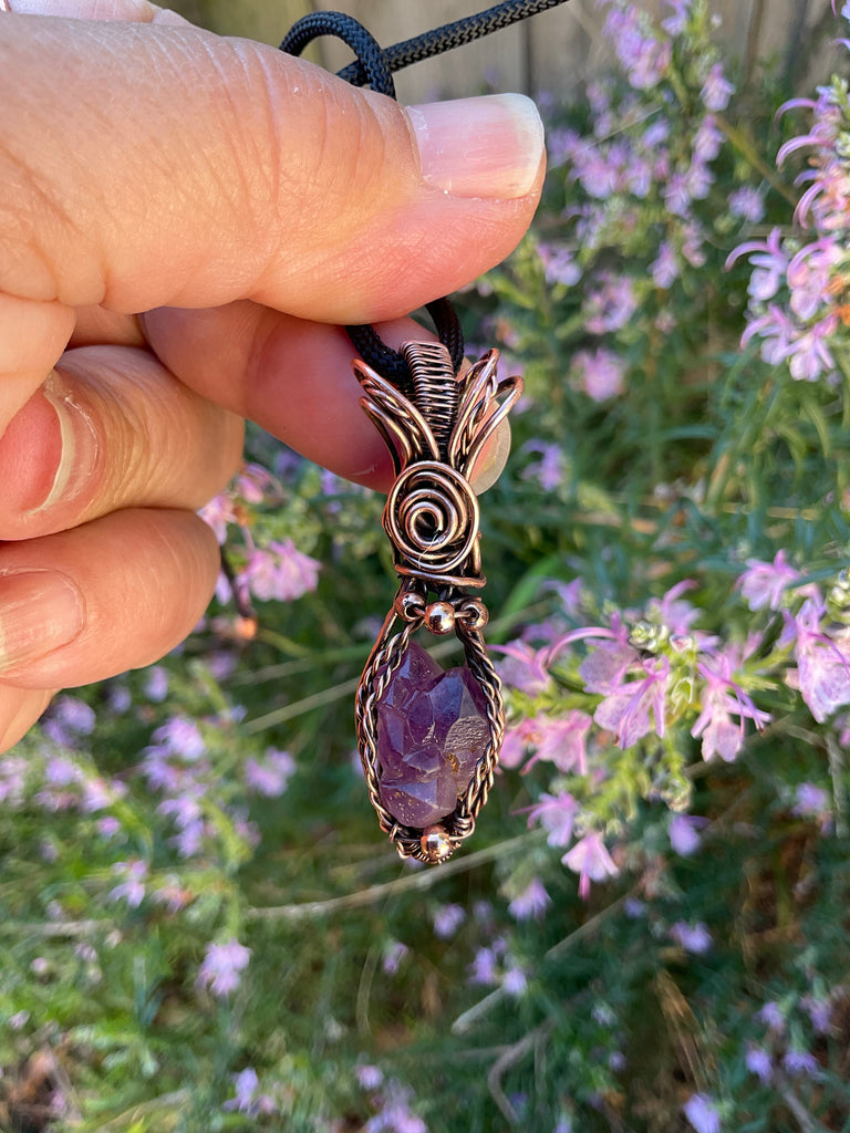 Amethyst Raw Elestial Pendant
