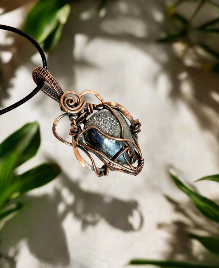 Titanium Silver Druzy Geode Agate Pendant - Connie’s Crystals 