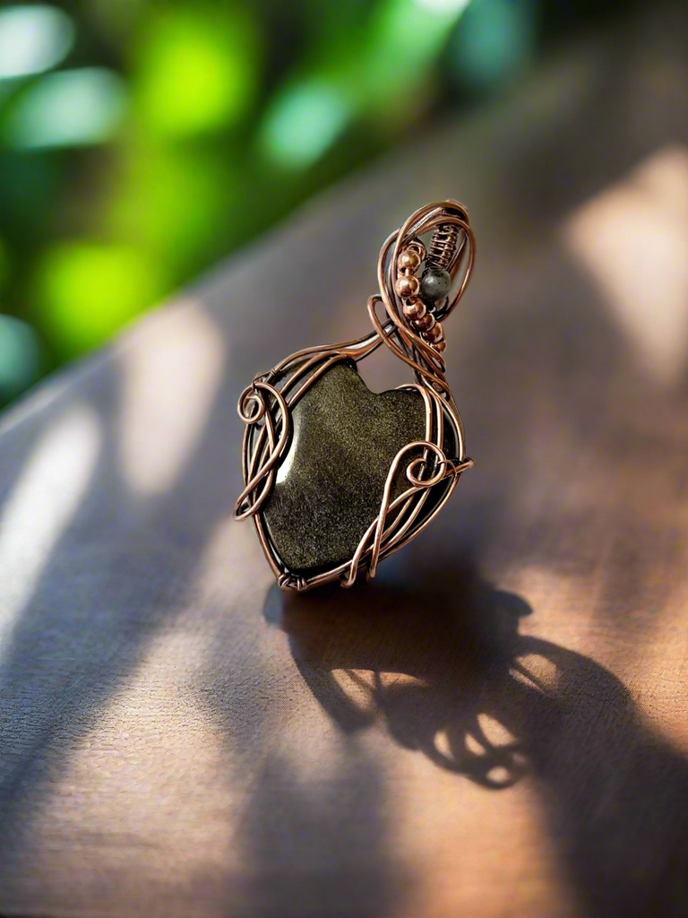 Gold Sheen Obsidian Heart Pendant