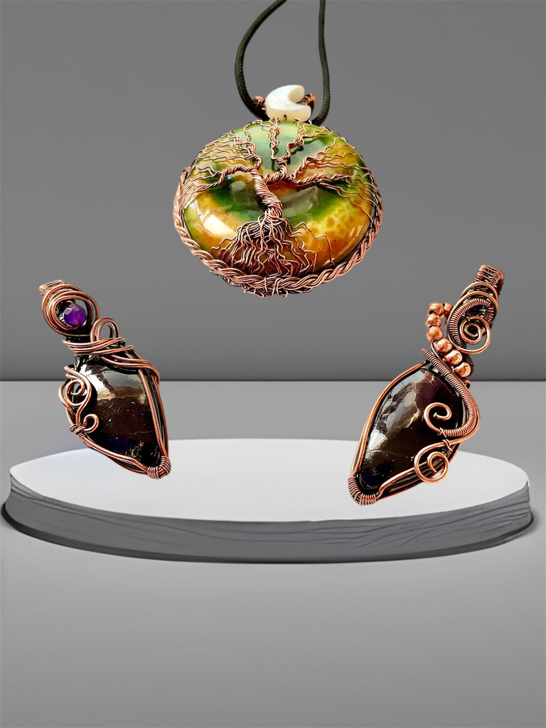 Fire Agate Tree of Life Pendant
