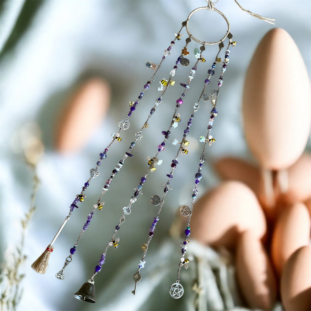Custom Witch Bell Chimes - Maroon & Red Theme - Connie’s Crystals 