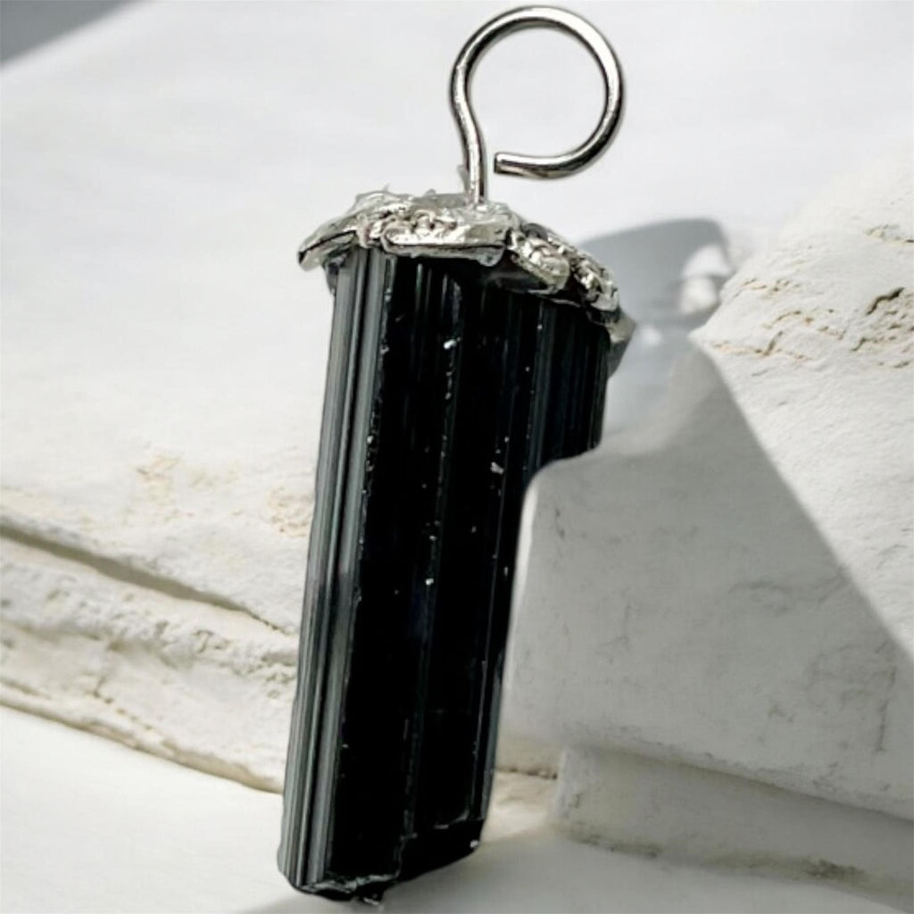 Black Tourmaline & Epidote in Black Tourmaline Pendants