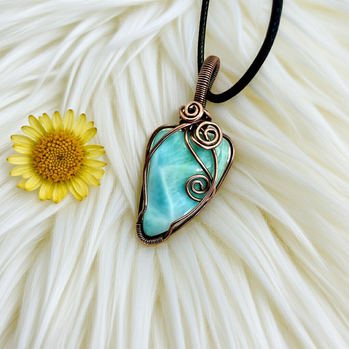 Larimar Wire Wrapped Pendant - Connie’s Crystals 