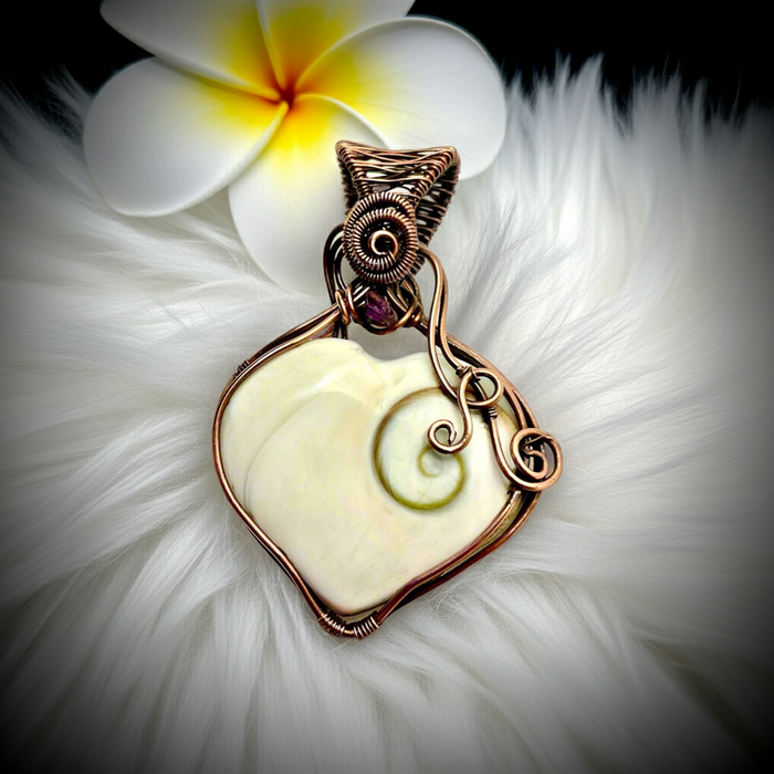 Shiva Eye Shell Wire Wrapped Pendant
