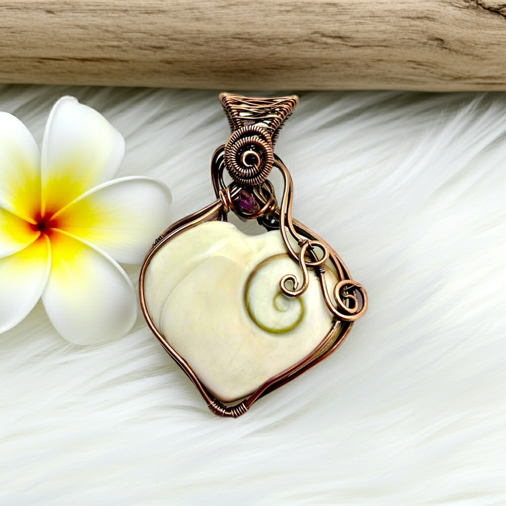 Shiva Eye Shell Wire Wrapped Pendant