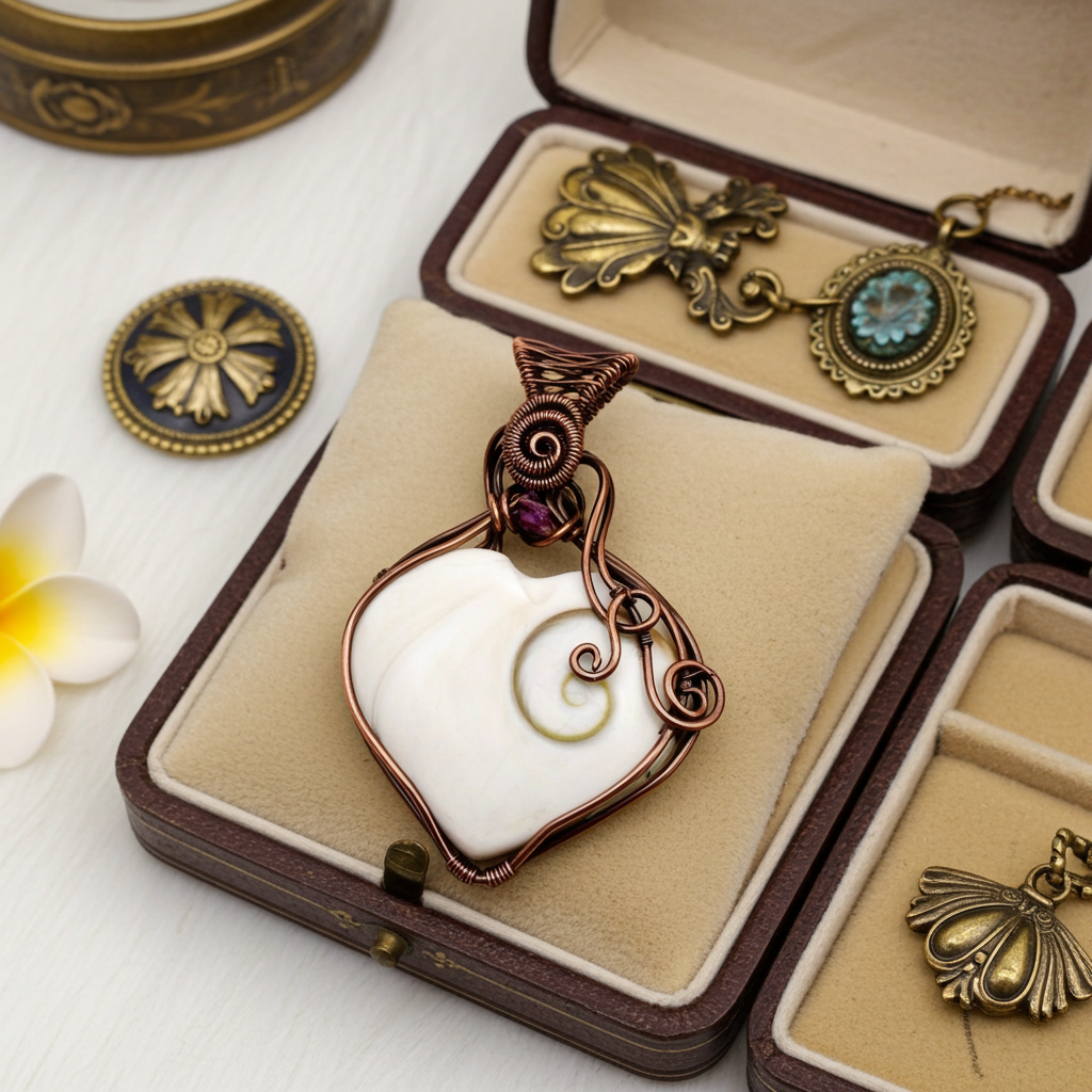 Shiva Eye Shell Wire Wrapped Pendant