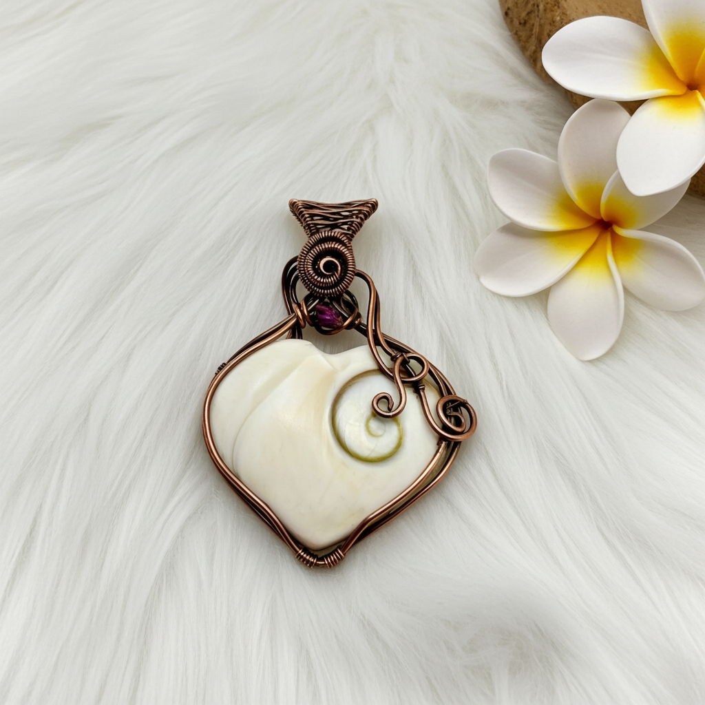 Shiva Eye Shell Wire Wrapped Pendant