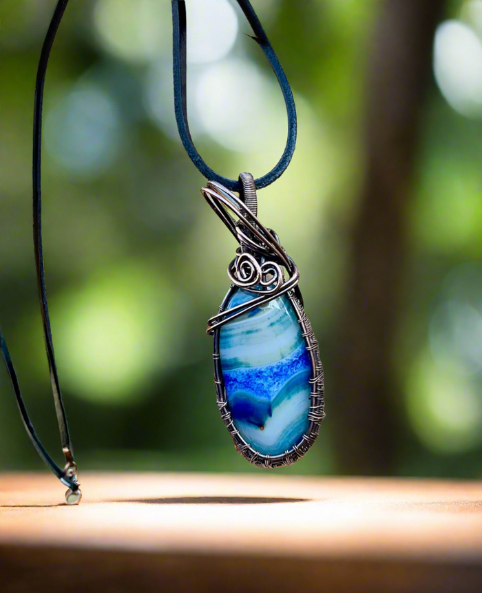 Druzy Geode Agate Wire Wrapped Pendant - Connie’s Crystals 