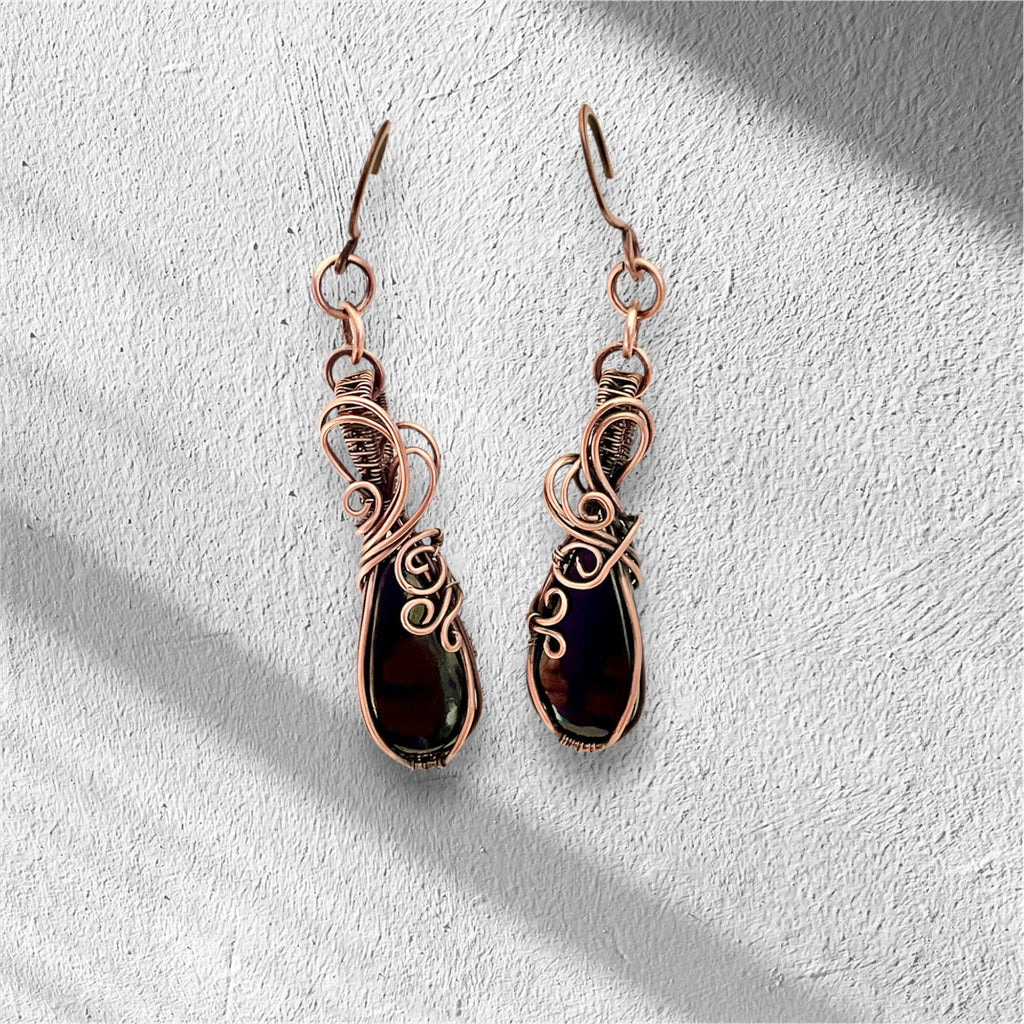 Purpurite Wire Wrapped Earrings