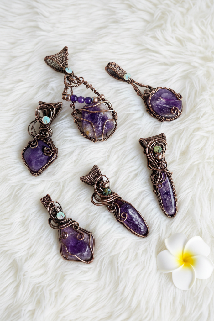 Charoite Pendants with Well and Black Ethiopian Opal & Amethyst Accents - Connie’s Crystals 