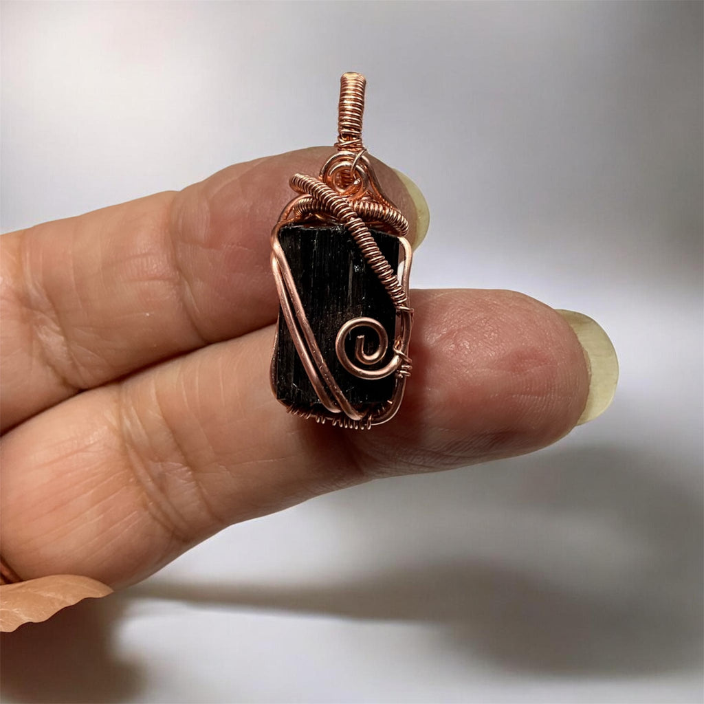 Black Tourmaline Wire Wrapped Pendant