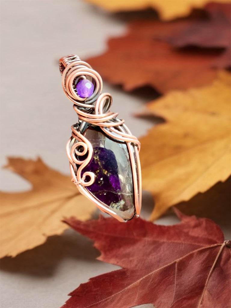 Purpurite Wire Wrapped Pendants