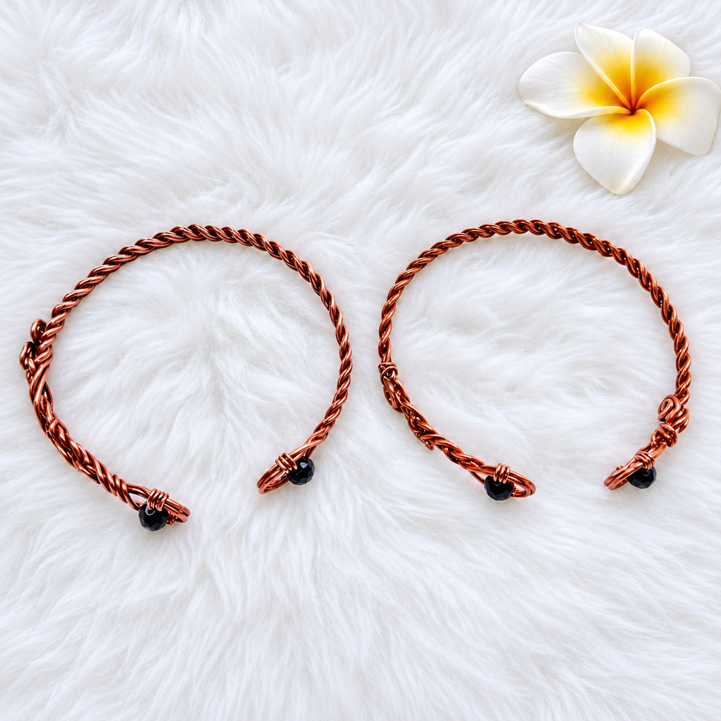 Handmade Copper Cuff Bracelets with Black Crystals - Connie’s Crystals 