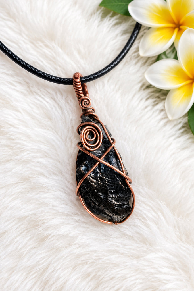 Noble Shungite Pendant Wrapped in Copper