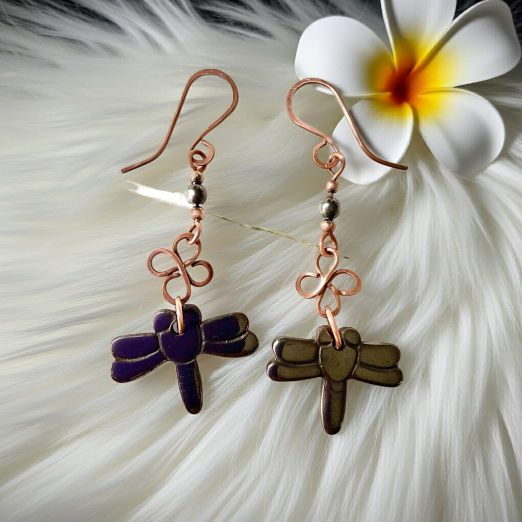 Haematite Dragonfly Earrings - Connie’s Crystals 