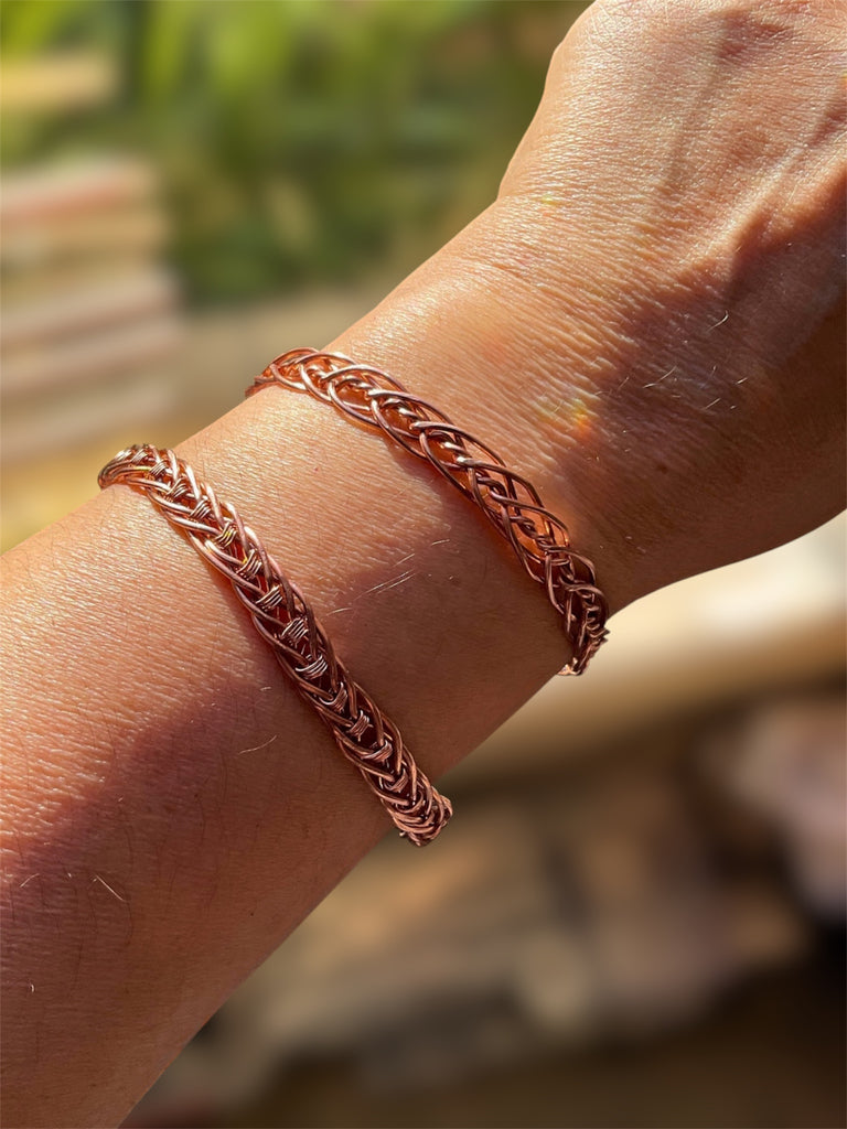 Braided Copper Bangle Bracelets