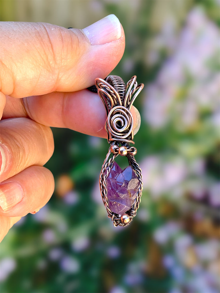 Amethyst Raw Elestial Pendant