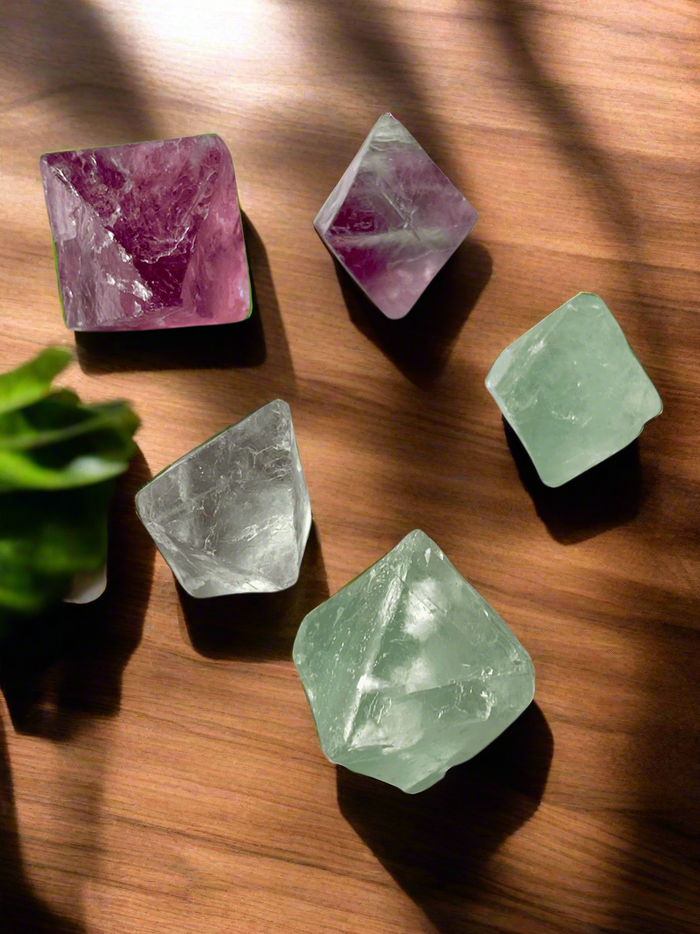 Fluorite Octahedron Set of 5