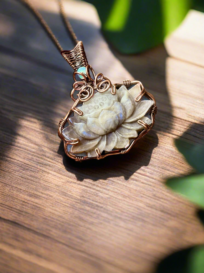 Moonstone Lotus Pendant