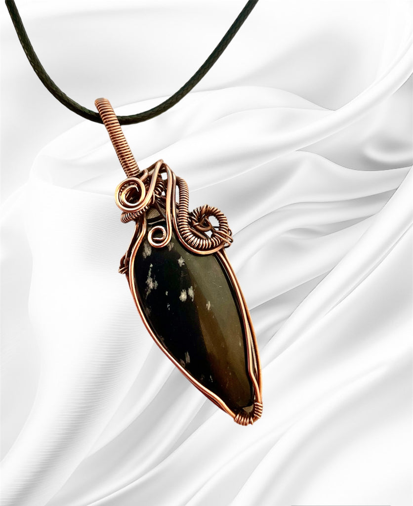 Snowflake Obsidian Wire Wrapped Pendants