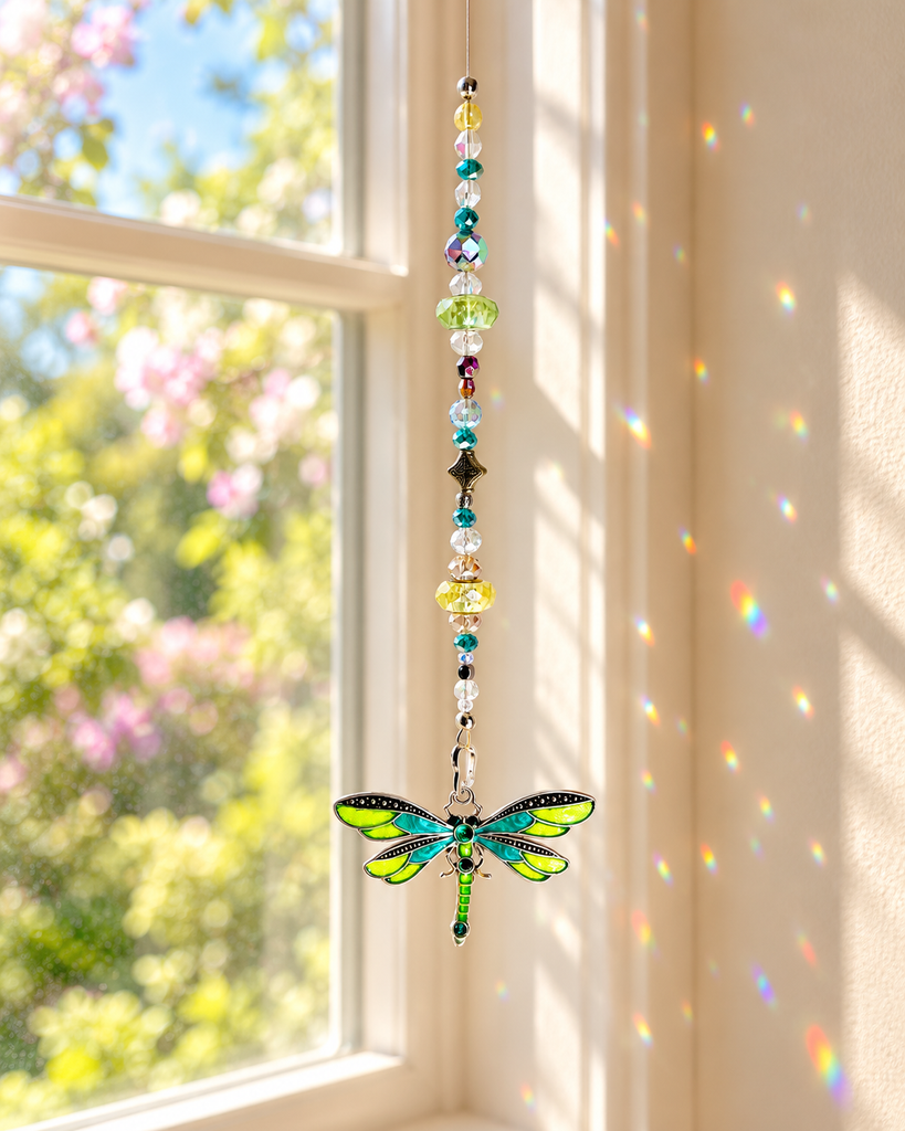 Dragonfly Crystal Sun Catchers – Red, Green, Golden & Black