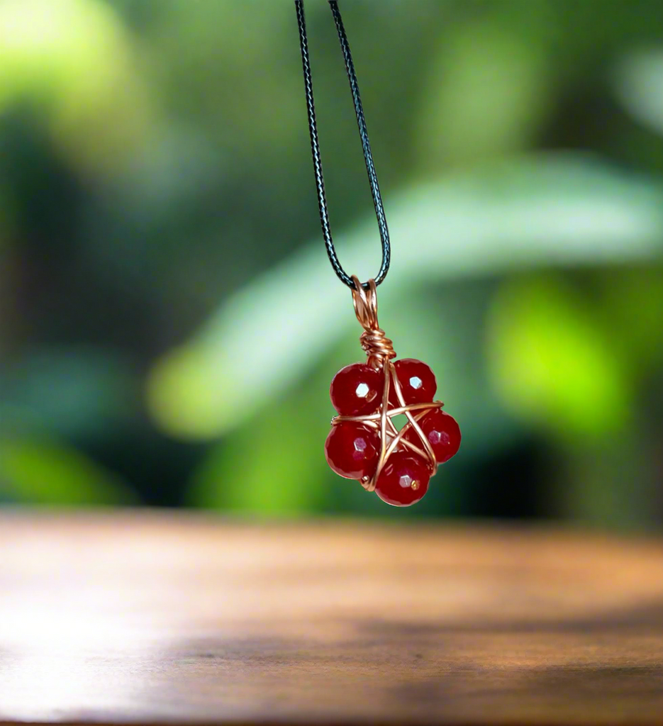 Brazilian Red Ruby Pentagram Pendant and Earrings Set