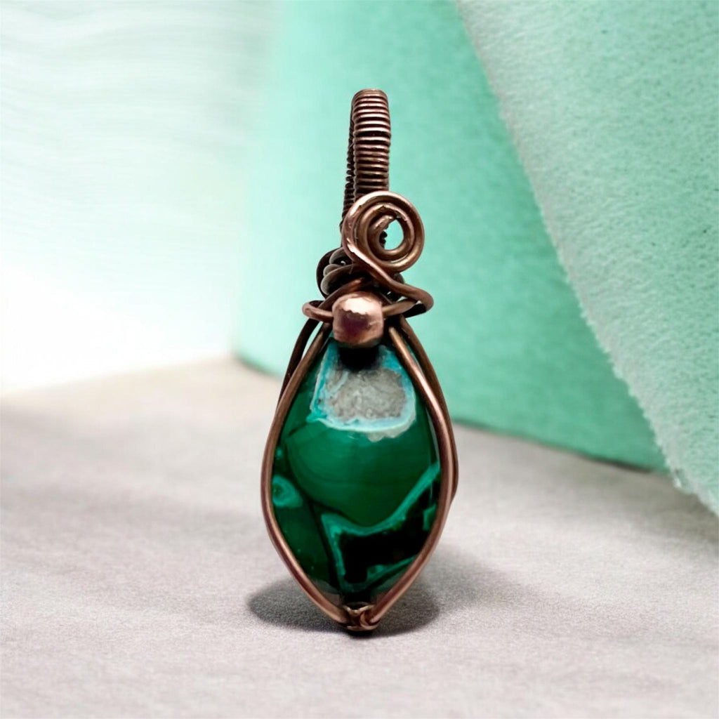 Chrysocolla in Malachite Mini Copper Pendants