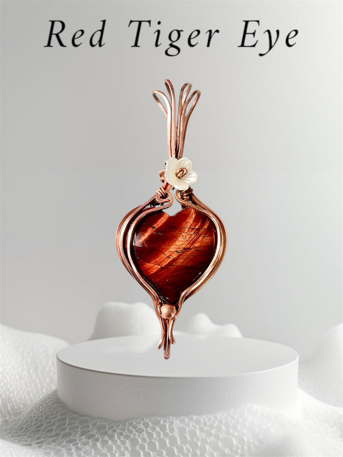 Red Tiger Eye Heart Pendant.