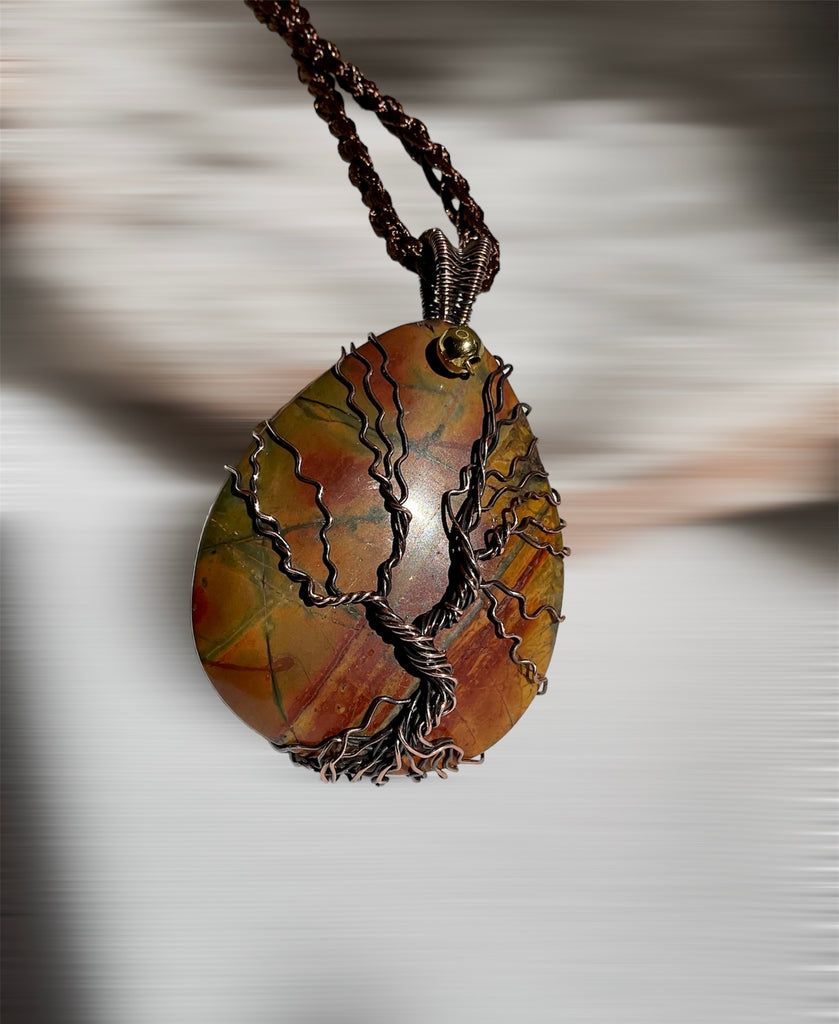 Cherry Creek Jasper Wire Wrapped Tree Of Life Pendant - Connie’s Crystals 