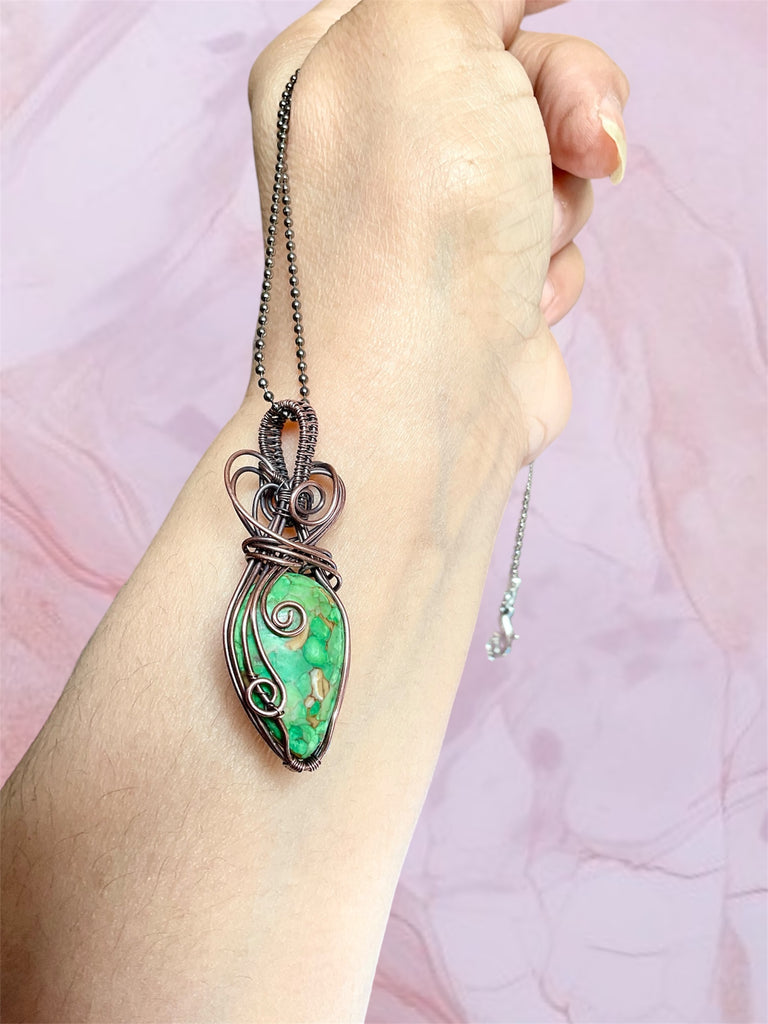 Pear Shaped Crystal Wire Wrapped Pendants