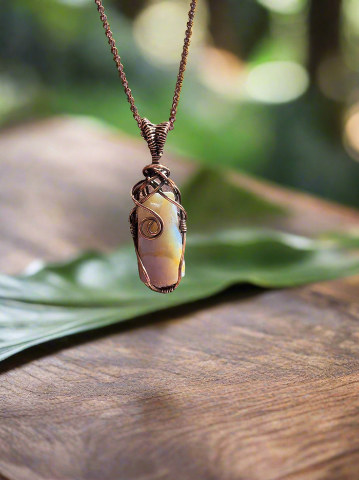 White Boulder Opal Pendant - Connie’s Crystals 