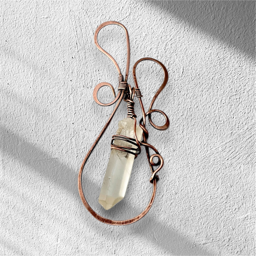 Angel Wing Quartz Pendants – Smokey Lemurian & Clear Quartz