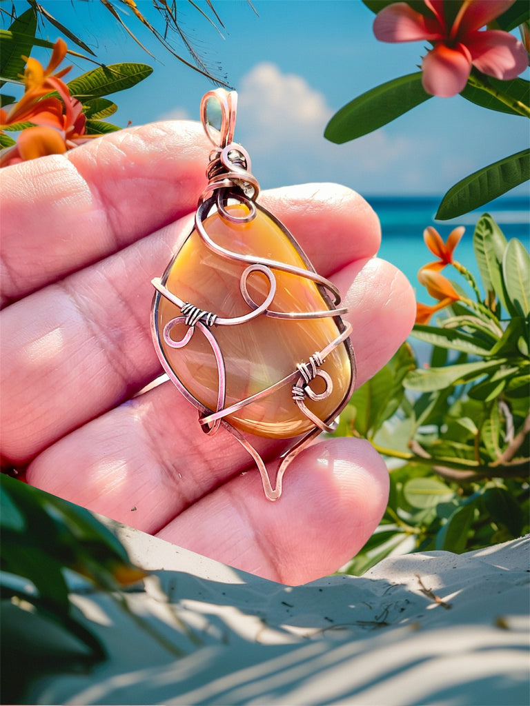 Banded Agate Wire Wrapped Pendant