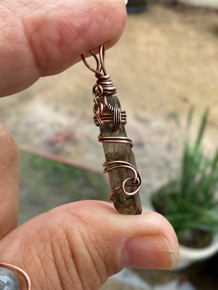 Smokey Lemurian Quartz Wire Wrapped Point