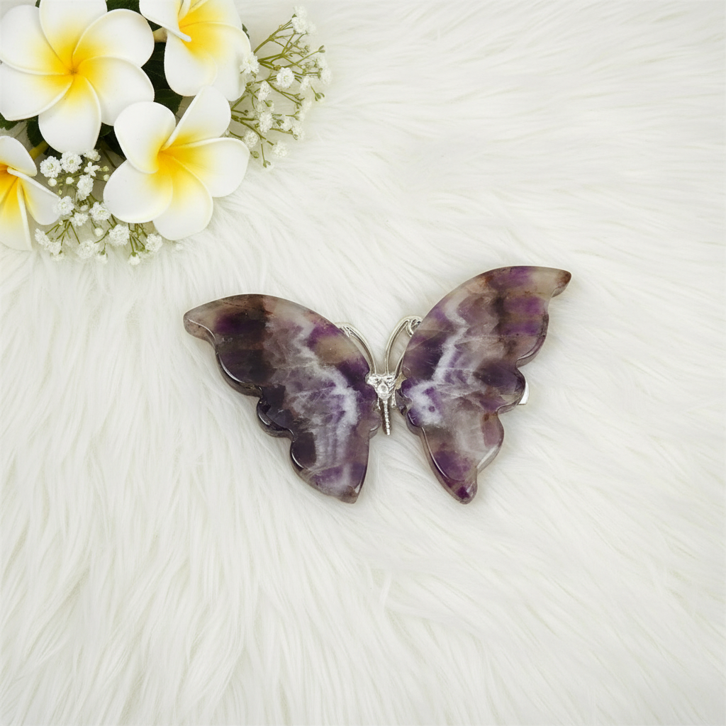 Chevron Amethyst Butterfly Hair Clip 🦋💜