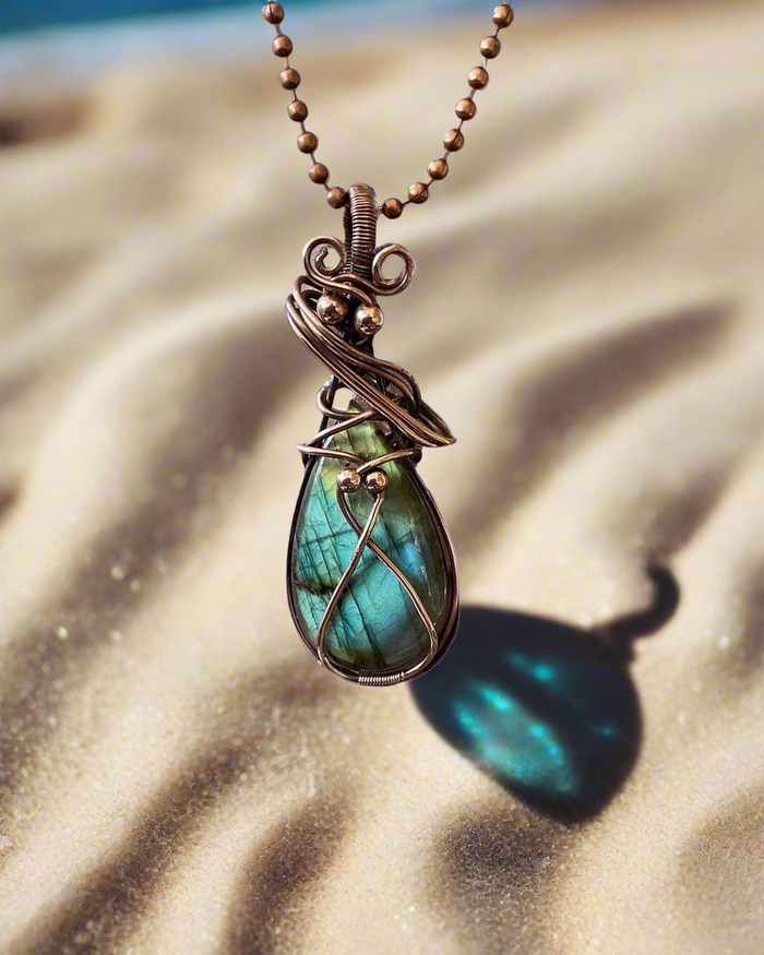 Wire Wrapped Labradorite Pendant - Connie’s Crystals 