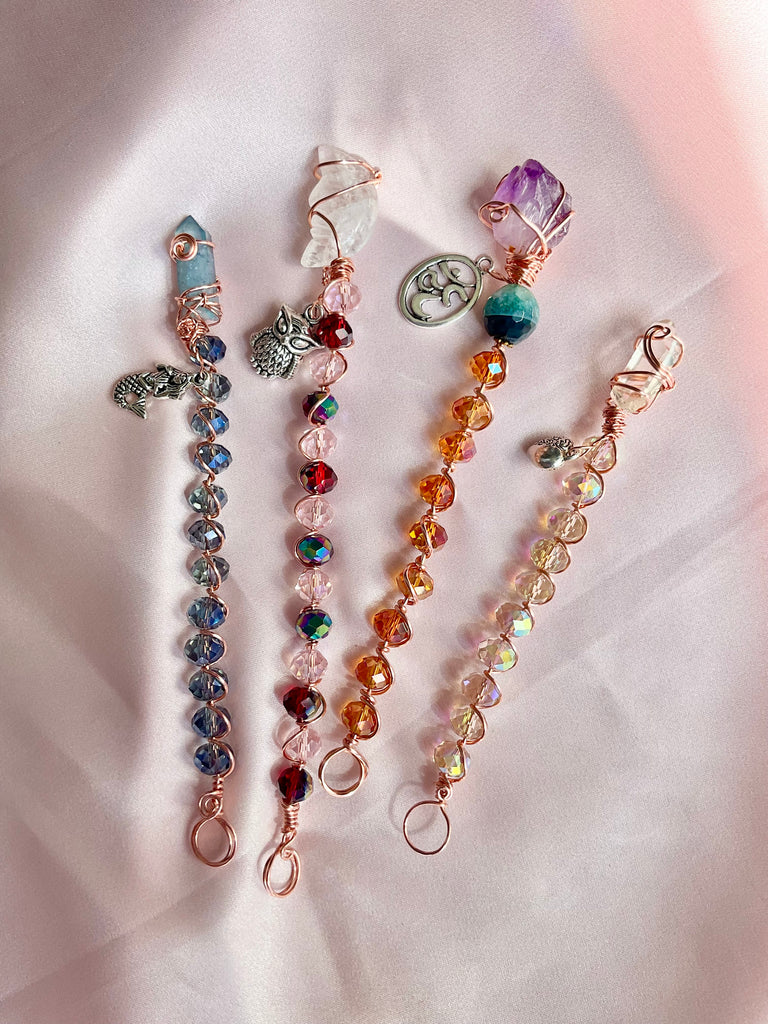 Crystal Wands – Copper Wrapped Crystals with Tibetan Silver Charms