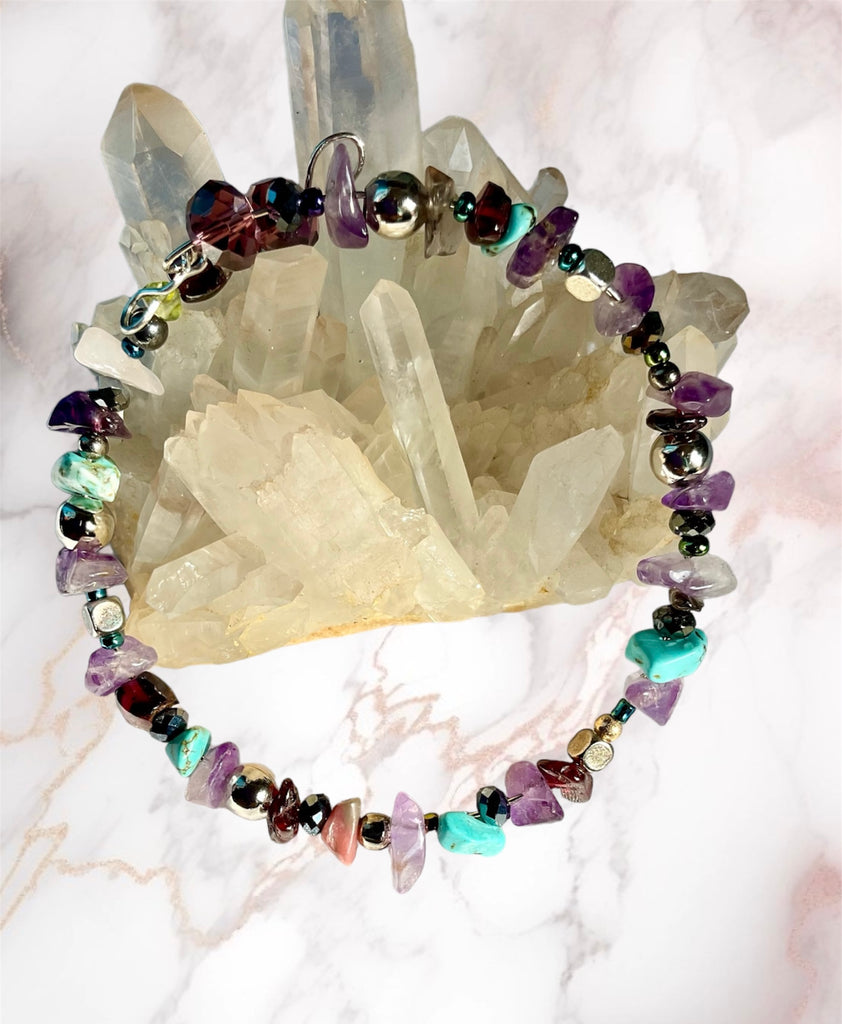 Amethyst & Turquoise Memory Wire Bracelet