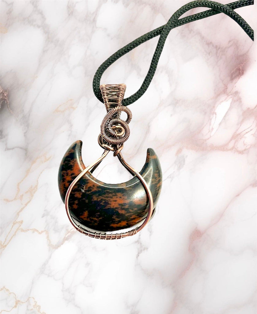 Gemstone Crescent Moon Wire Wrapped Pendants
