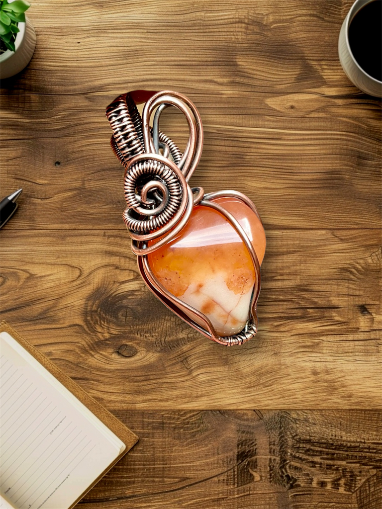 Carnelian Wire Wrapped Pendant