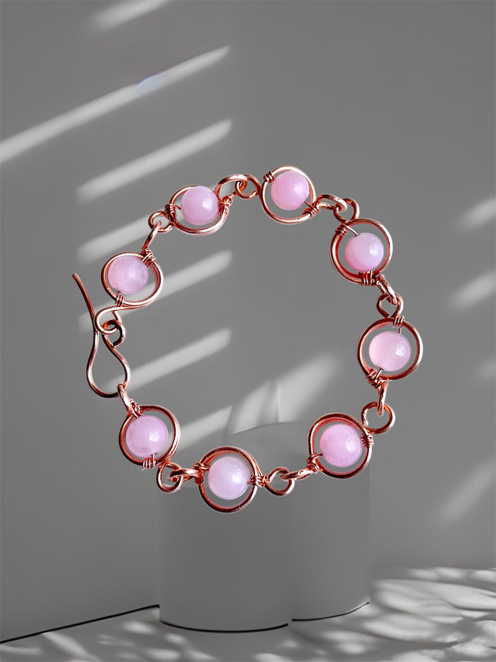 Handcrafted Rose Quartz & Copper Link Bracelet 🌸 - Connie’s Crystals 