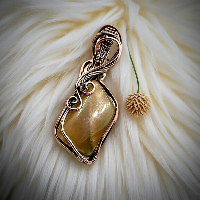 Peach Moonstone Wire Wrapped Pendant - Connie’s Crystals 