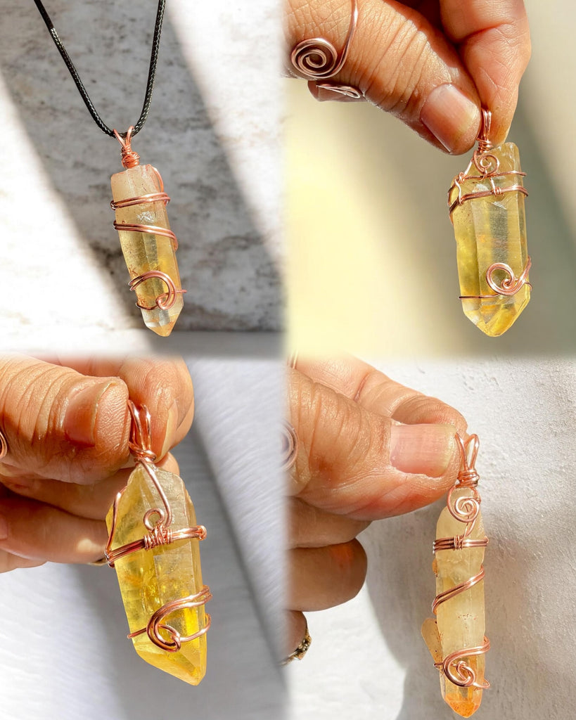 Himalayan Lemurian Citrine Points Wire Wrapped Pendants✨