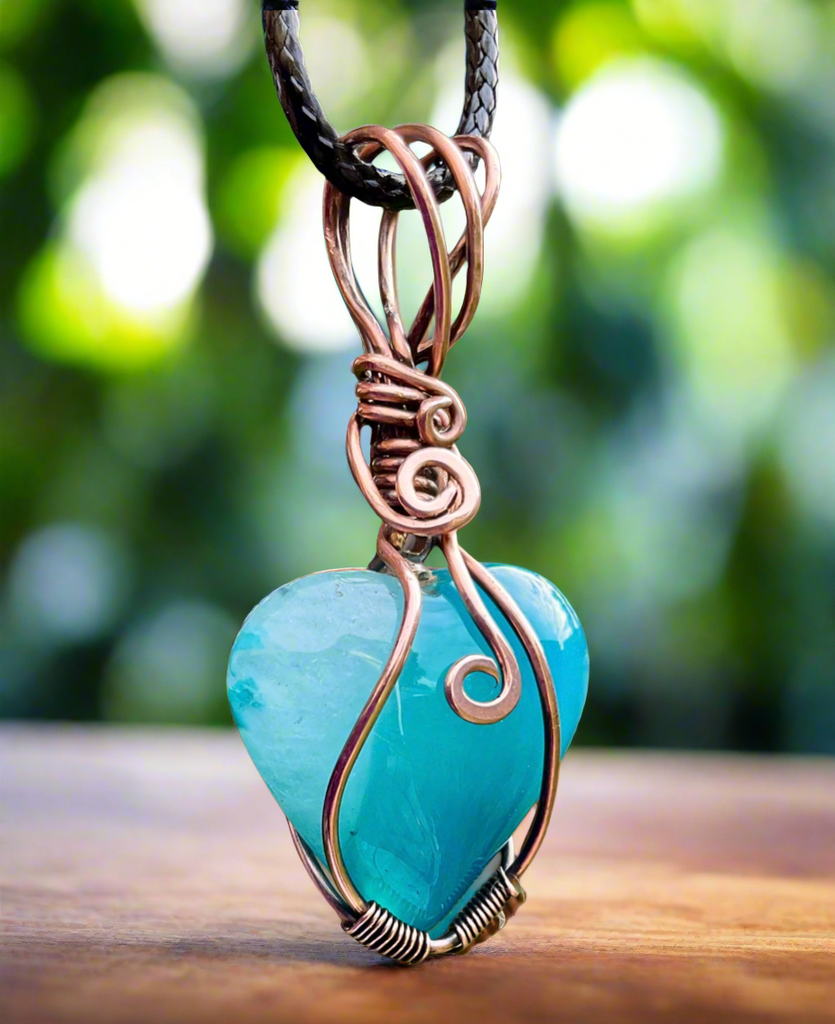 Druzy Geode Agate Wire Wrapped Heart Shaped Pendant - Connie’s Crystals 