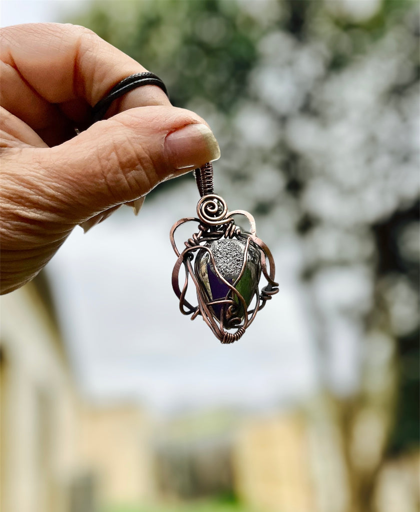 Titanium Silver Druzy Geode Agate Pendant - Connie’s Crystals 