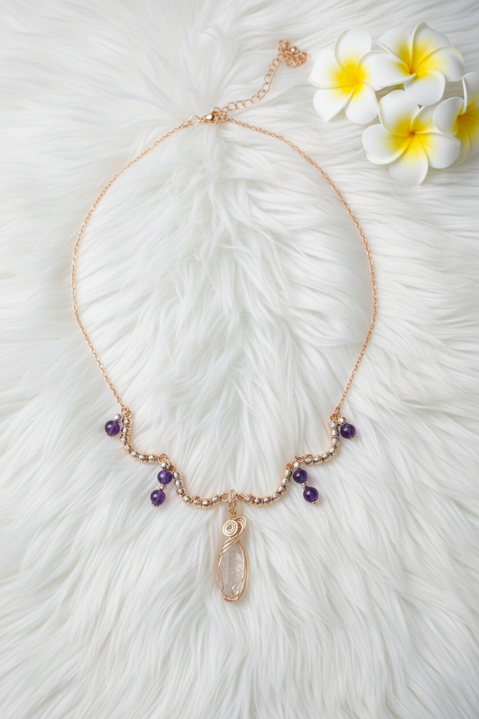 Herkimar Diamond and Amethyst Necklace